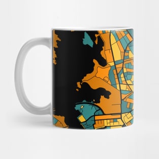 Helsinki Map Pattern in Orange & Teal Mug